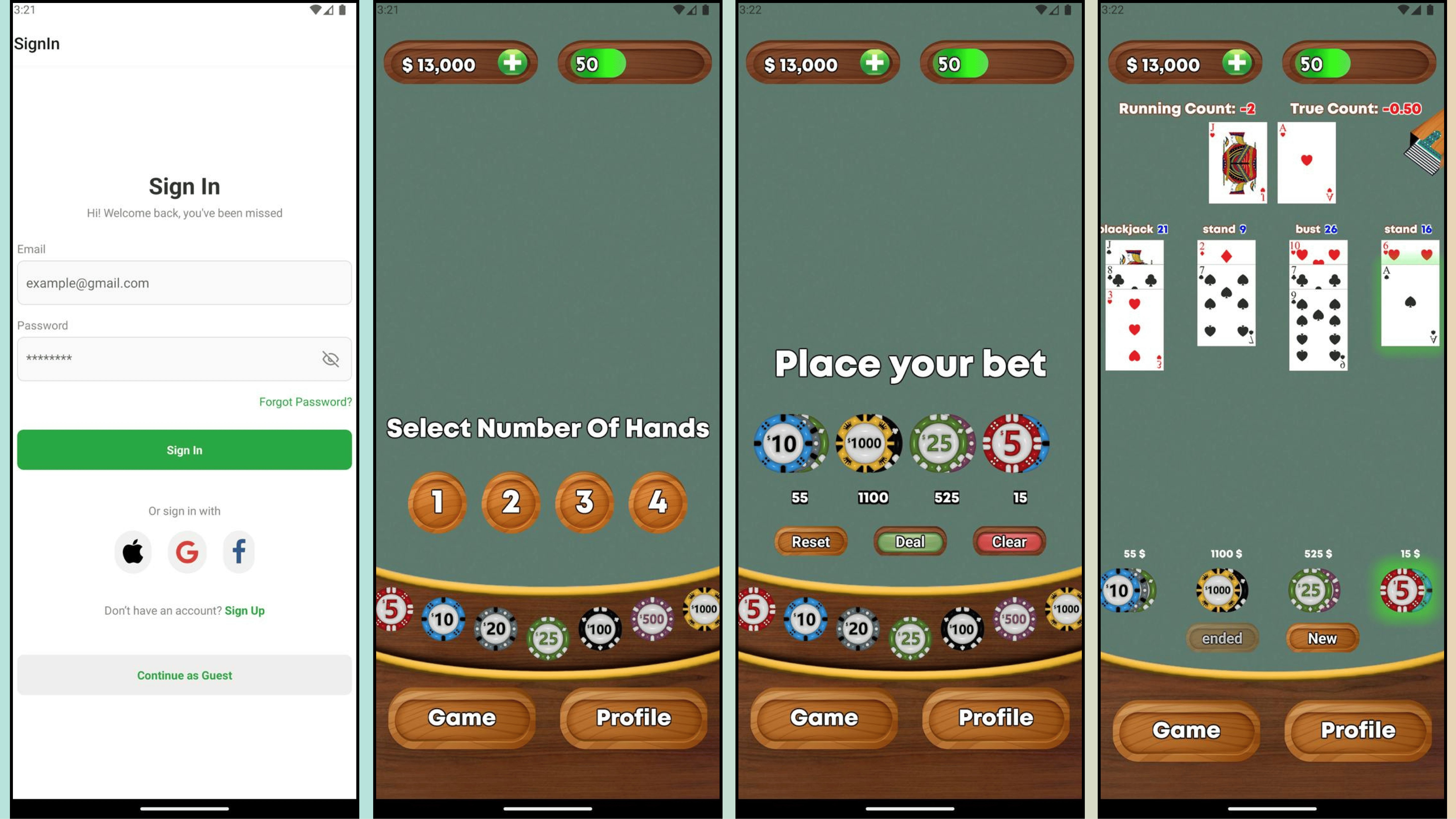 Blackjack Game Application